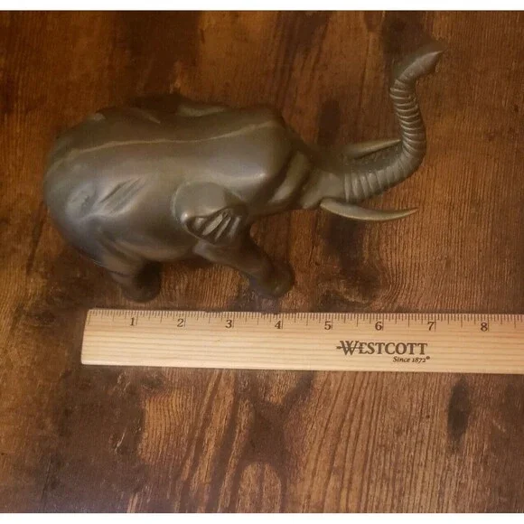 Vintage Brass Elephant Trunk Up Good Luck Heavy 4" Tall Paperweight Décor Safari